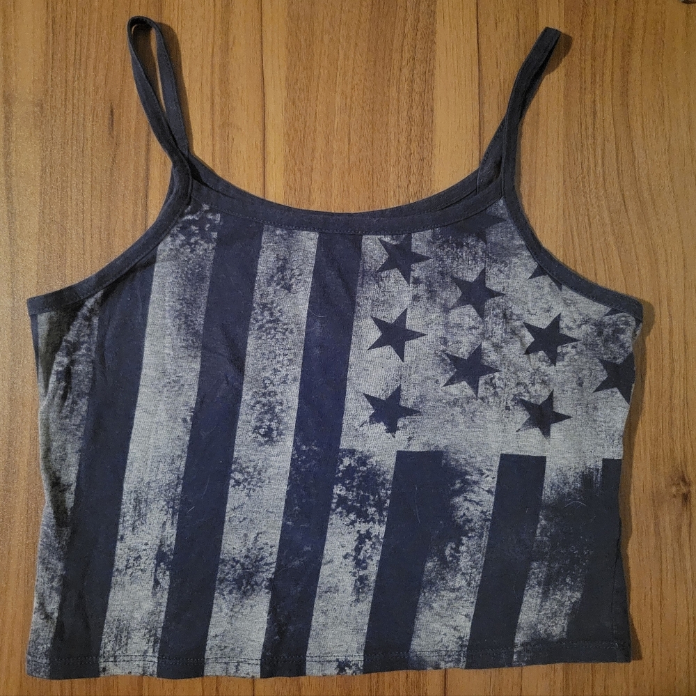 Charlotte Russe Navy Distressed Flag Cami